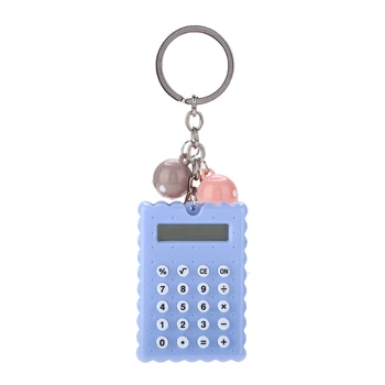 

Mini Portable Cute Cookies Style Key Chain Calculator Candy Color Pocket Silicone button Calculator (Blue )