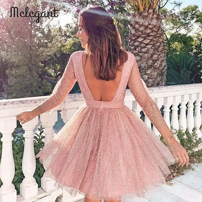 Элегантные розовые сетчатые вечерние платья для женщин с открытой спиной, сексуальное женское Клубное платье, халат, однотонное зимнее платье больших размеров, Vestidos