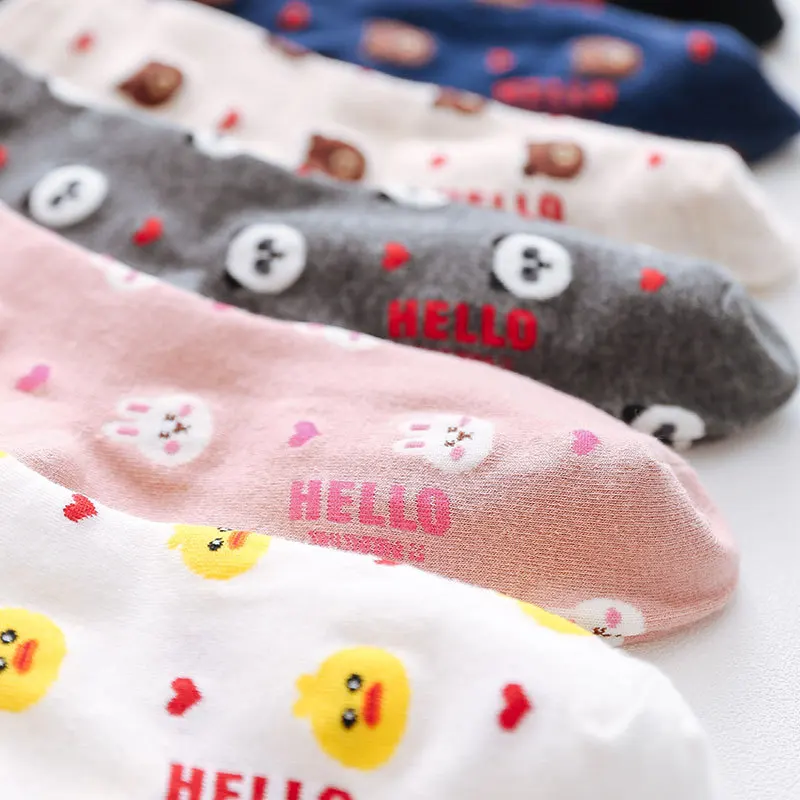 Осень-зима, милые носки с животными из мультфильмов, 80% хлопок, повседневные носки, универсальные, дышащие, милые, впитывающие пот, BDW030