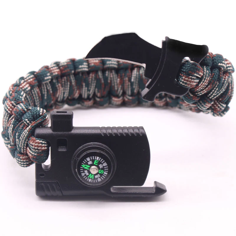 Outdoor Survival Parachute Rope Bracelet Braided Paracord Multi function Camping Rescue Emergency Rope Bangles Compass Whistle|Hand Tool Sets| - AliExpress