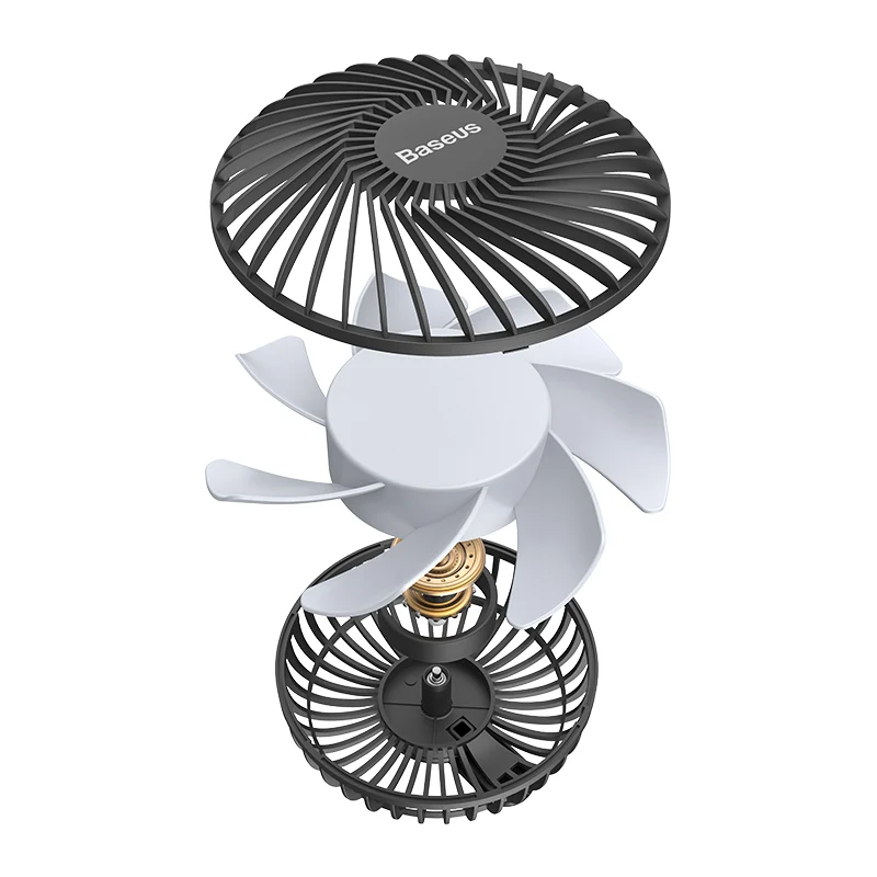 Portable USB Fan for Car A//C Vent Adjustable 3-Speed Air Conditioning Outlet Vent Fan with Colorful Light// 360/° Rotatable Car USB Fan Car Fan