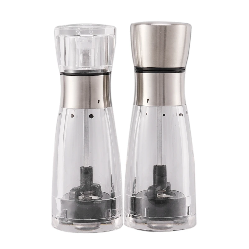 HOT SALE 2Pcs/Set Pepper Sea Salt Grinder Manual Kitchen Spice Mill 5 Gear Position Adjustable Pepper Mill Porcelain Grinding Mi