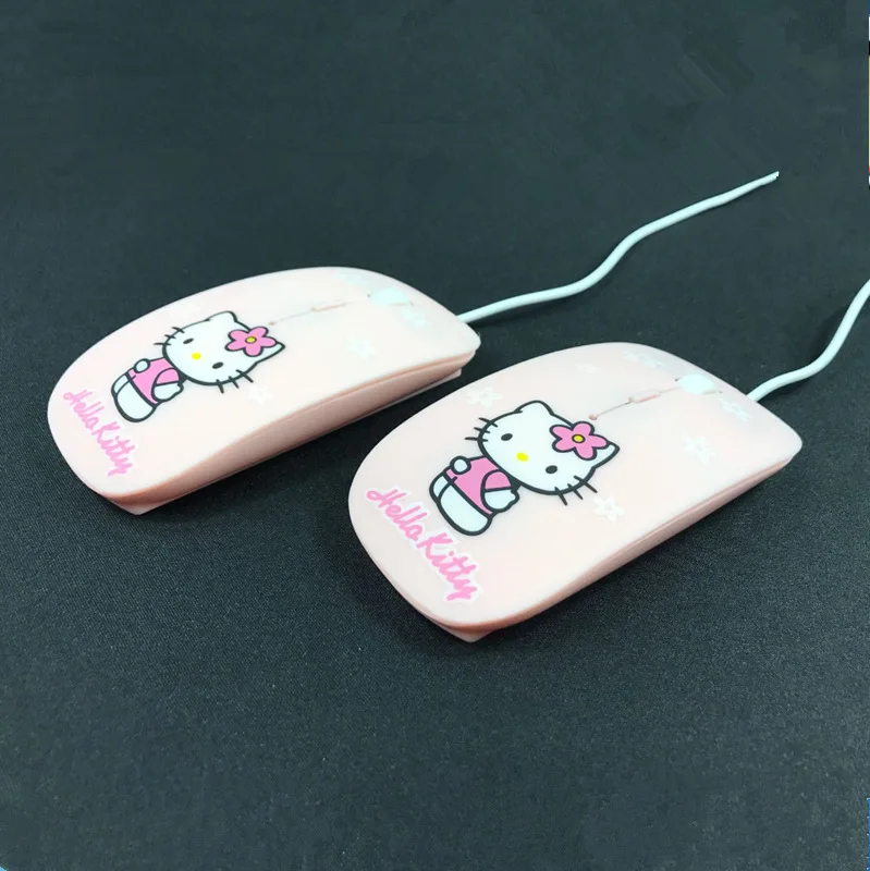 Милая Проводная usb-оптическая мышь с рисунком hello kitty Doraemon, эргономичная супертонкая беззвучная мышь для ПК, ноутбука, розового цвета для девочек