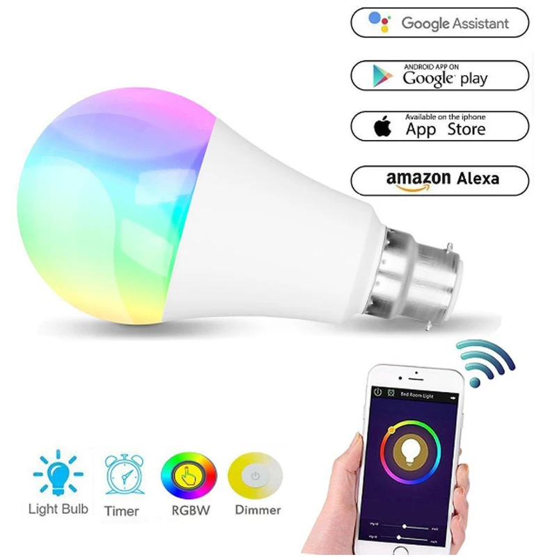 Tanie 12W RGB WiFi inteligentne żarówki led E26 E27 B22 głowica reflektora praca z zadziwieniem alexa echo Google Home voice inteligentny pilot żarówka
