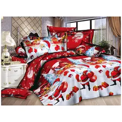 Рождественский домашний текстиль, хлопковое постельное белье высокого качества, Комплект постельного белья из 4 предметов (Цвет: Красный)