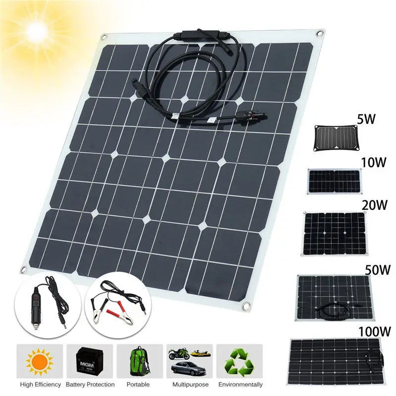

Floureon 5W-20W Solar Panel Battery Charger High Conversion Rate Solar Cells Mobile Phone Charge for RV Motorhome Boats