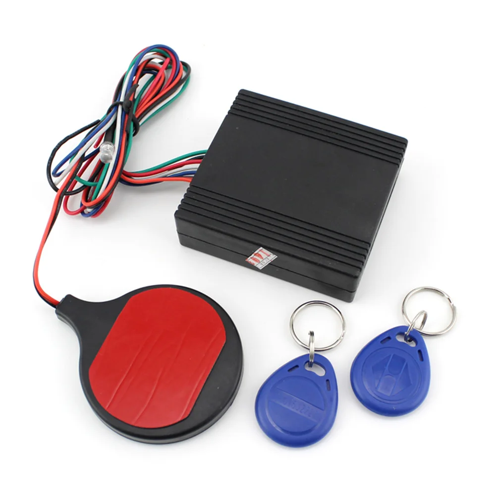 

4Pcs Car Engine Alarm System Induction Smart Key RFID Motorcycle ID Card Sensor Lock Bicycle Theftproof Device Set Accessories