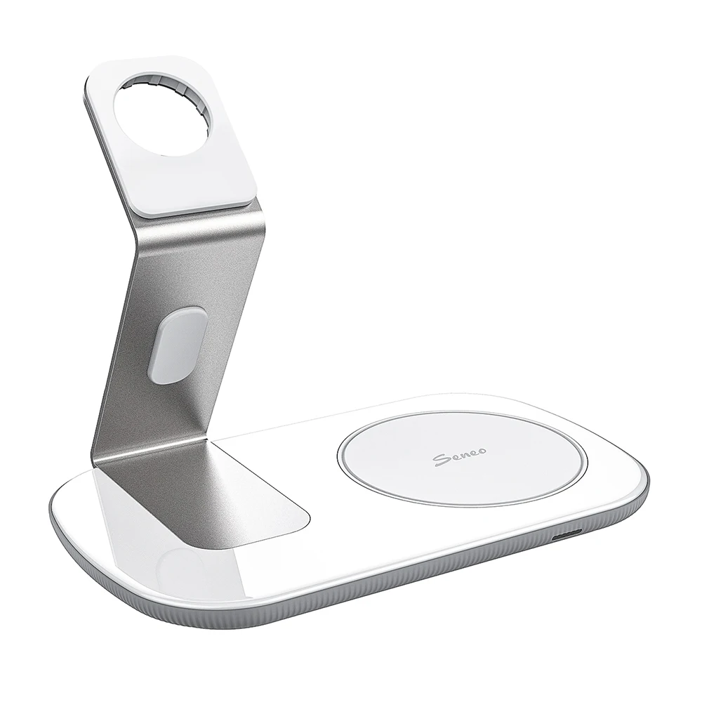 White Charger Seneo PA136 10 Вт Qi Беспроводное зарядное устройство док-станция 2 в 1 для Iphone 11 Airpods Тип C подставка Быстрая зарядка для Apple Watch зарядное устройство - Цвет: White Charger