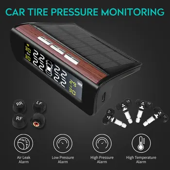 

Tire Pressure Alarm Tire Pressure Monitoring System Safety Tire Pressure Monitoring Car USB 4PCS Sensor TPMS New