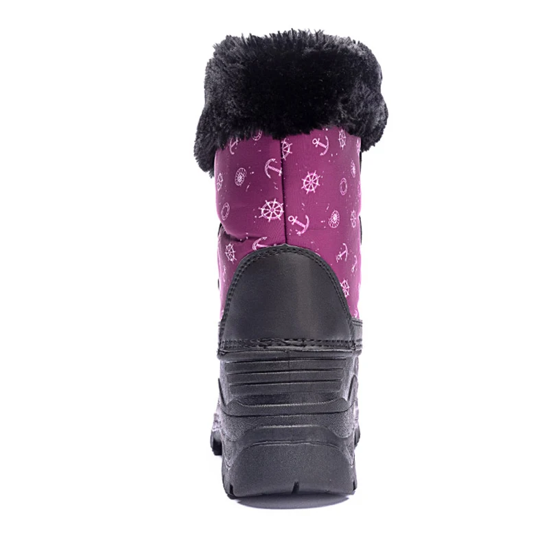 Kid's Hiking Boots Faux Fur Rubber Duck Snow Boots Childre Waterproof Warm Fur Lined Outdoor Shoes for Boys Big Kids