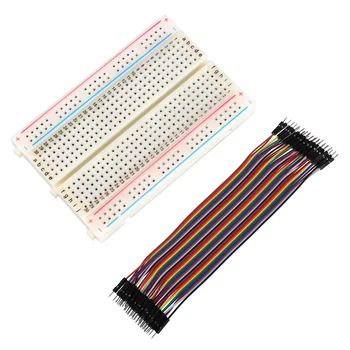 

New Breadboard Experiment Board Breadboard 400 Contacts & 40pcs 20cm 2.54mm Male To Male Breadboard Jumper Wire Cable For Arduin