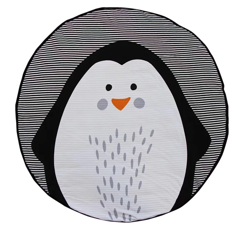 Игровой коврик мультфильм животных Детская мозаика новорожденных ползание младенца одеяло хлопок Круглый Пол коврик, мат для Детская комната Декор - Цвет: penguin