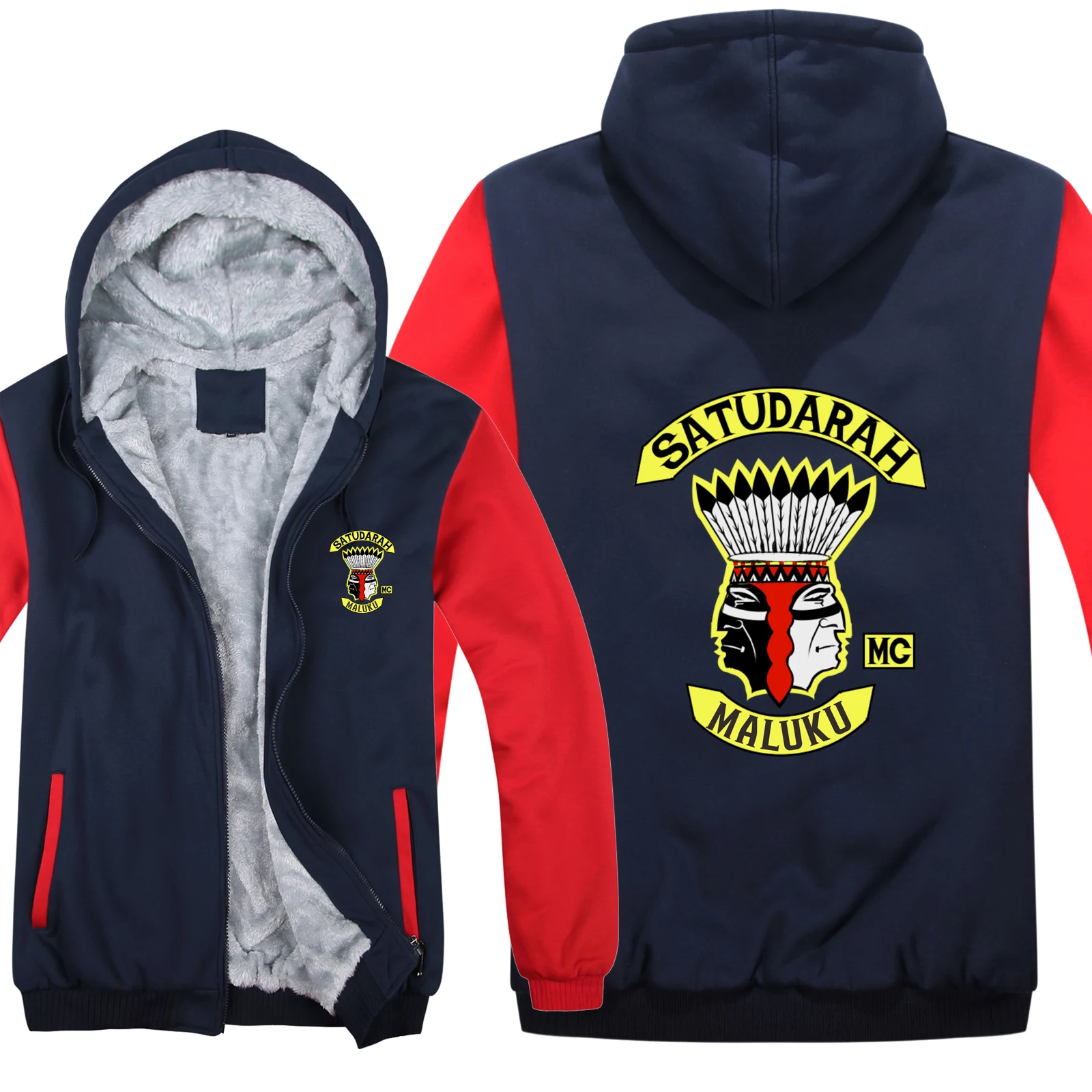 Мотоцикл Satudarah MC Malku толстовки теплые мужские модные шерстяные подклад куртки Satudarah Malku Кофты мужские пальто