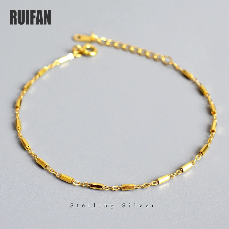 Ruifan Gold White Gold Color 925 Sterling Silver Minimalist Smooth