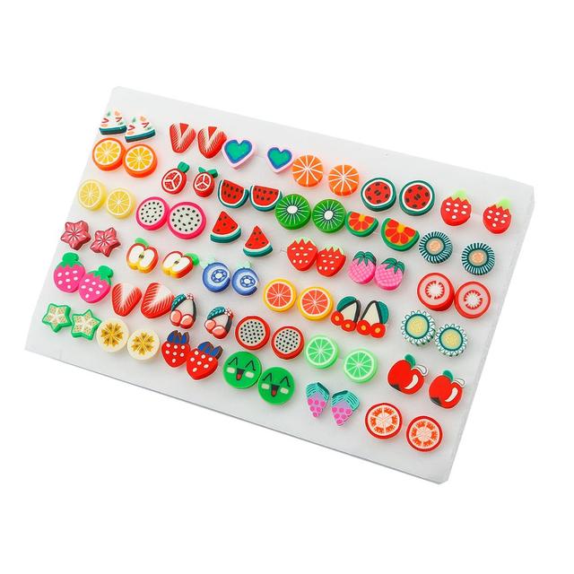 Women Plastic Crystal Small Stud Earrings Set Girl Heart Star Animal Moon Crown Sun Flower Earring Brincos Jewelry