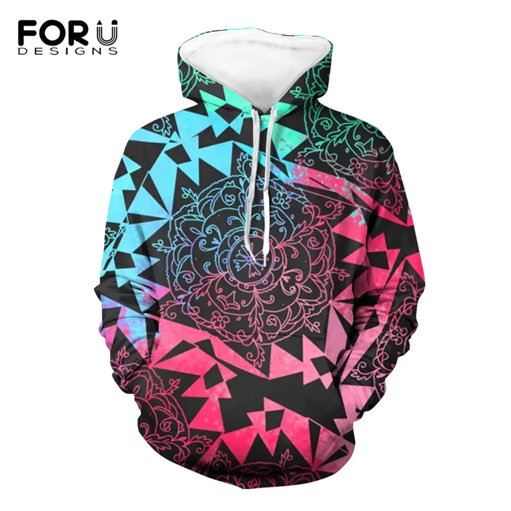 

FORUDESIGNS New Abstract Geometric Floral Pattern Women Fashion Casual Hoodies Autumn Long Sleeve Pullovers Oversize Sweatshirts