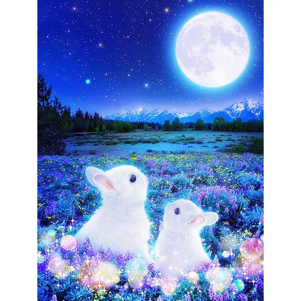 

GATYZTORY 5D DIY Diamond Painting Full Square Drill Rabbit Diamond Embroidery Mosaic Animals Cross Stitch Home Decor