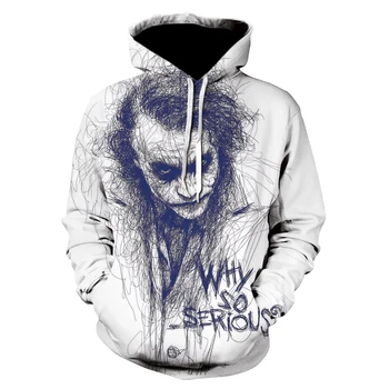 

Novelty Joker Hoodie 3D Digital Print Men's Hoodie Heath Ledger Sweatshirt Joker Poker Long Sleeve Top Mens Fun Hip Hop Menswear