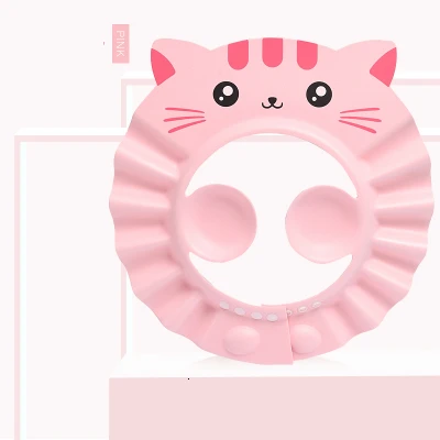 Pink Новинка, регулируемая детская шапочка для душа, водонепроницаемая, защита ушей, козырек для купания, шапочка для душа, уход за ребенком, милые детские шапочки, шапочка для душа для детей - Цвет: Pink