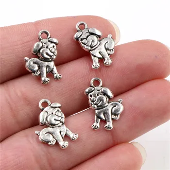 

17x13mm 20pcs Antique Silver Plated Dog Handmade Charms Pendant:DIY for bracelet necklace-R4-16