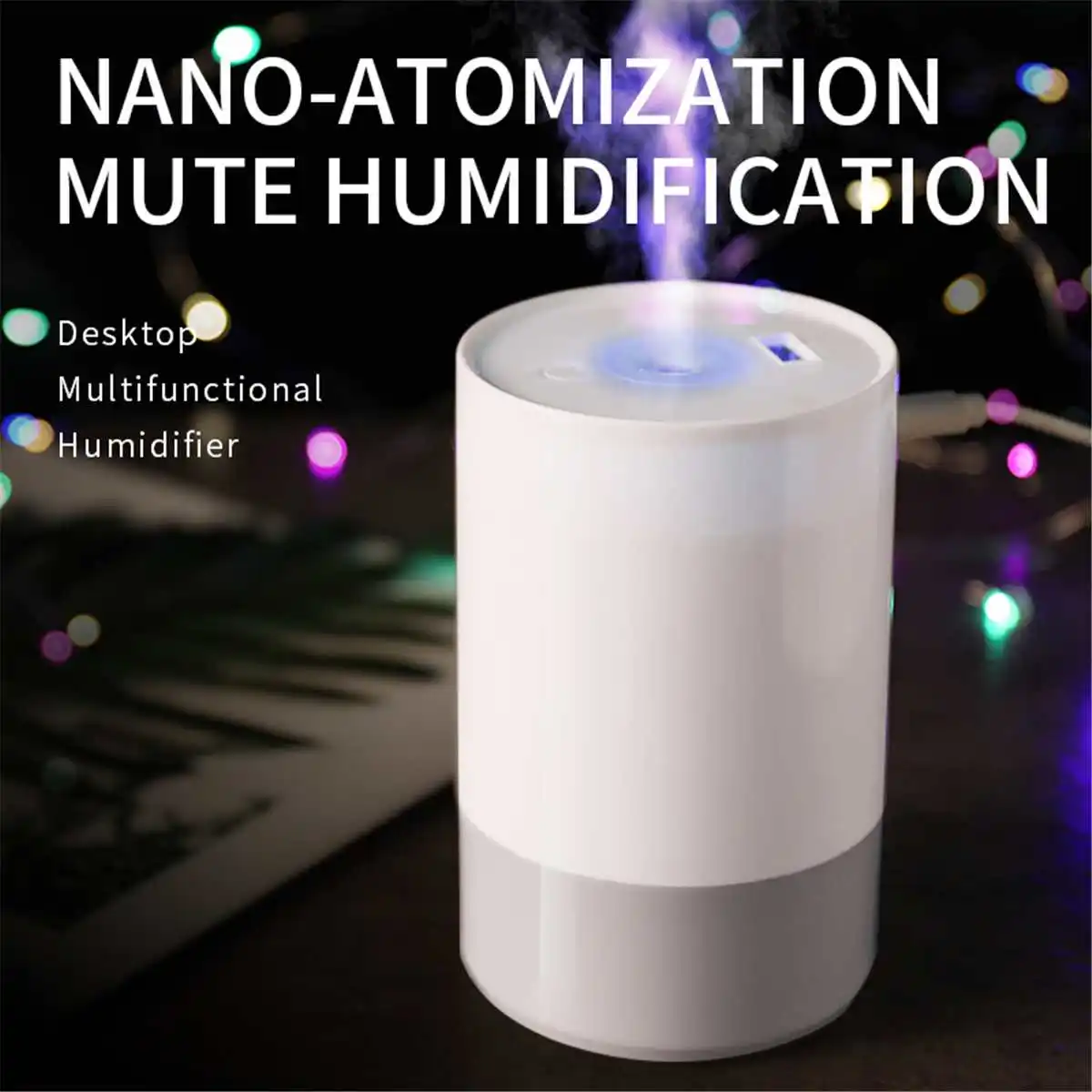 3 in 1 350ML USB Cat Air Humidifier Ultrasonic Cool-Mist Adorable Mini Humidifier With LED Light Mini USB Fan for Home office