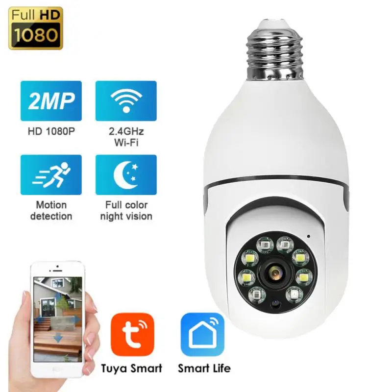 2MP Tuya Smart Wifi E27 Bulb Lamp Camera Wireless IP Outdoor Indoor Home Security IR Night Vision Auto Tracking | Безопасность и