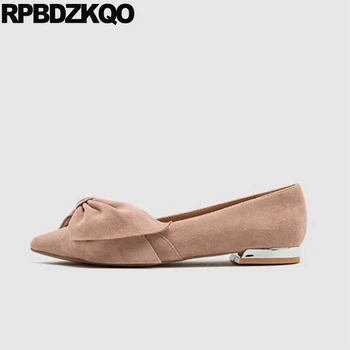 

chinese pink bow china designer shoes women luxury 2019 rubber sole slip on suede flats large size italian red wine pointed toe