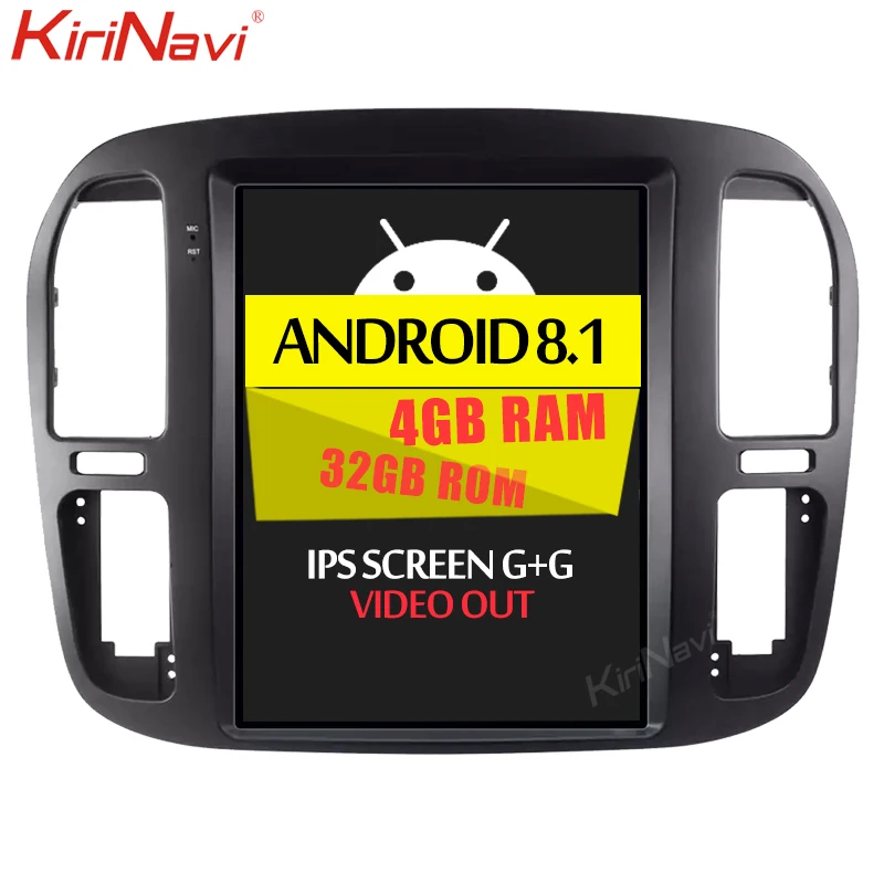 KiriNavi вертикальный экран Tesla style 12,1 ''Android 8,1 Автомобильный мультимедийный Dvd навигатор для Toyota Land Cruiser автомобильный gps 1999-2002