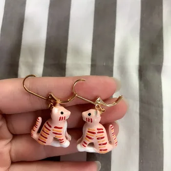 

Pink cat Earrings enamel glaze simple lovely earrings fairy earrings earrings