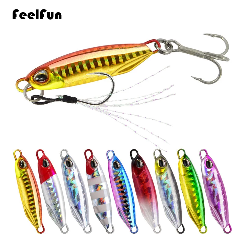 

FeelFun New Metal Jig Lure Spoon 15g 32g Shore Casting Slow Jigging Lures with Assit Hooks Lead Fish Sea Bass Artificial Bait Tackle Pesca