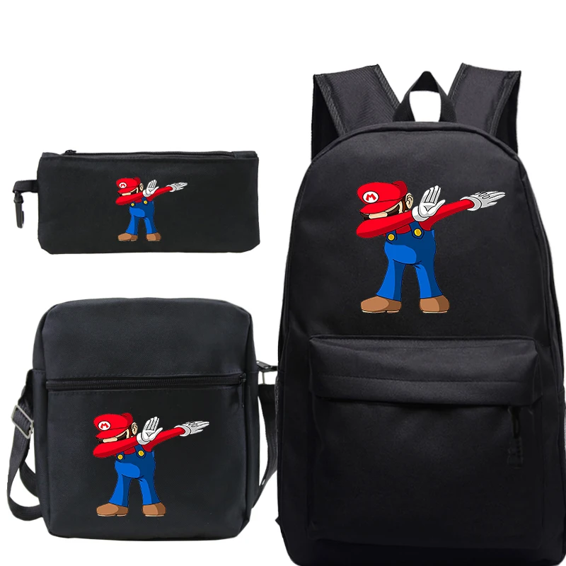 Mochila 3 шт./компл. Super Mario Dab рюкзак через плечо сумки Карандаш Чехол школьные рюкзаки для девочек-подростков; для мальчиков и девочек, рюкзак для путешествий с отделением для лэптопа, рюкзак