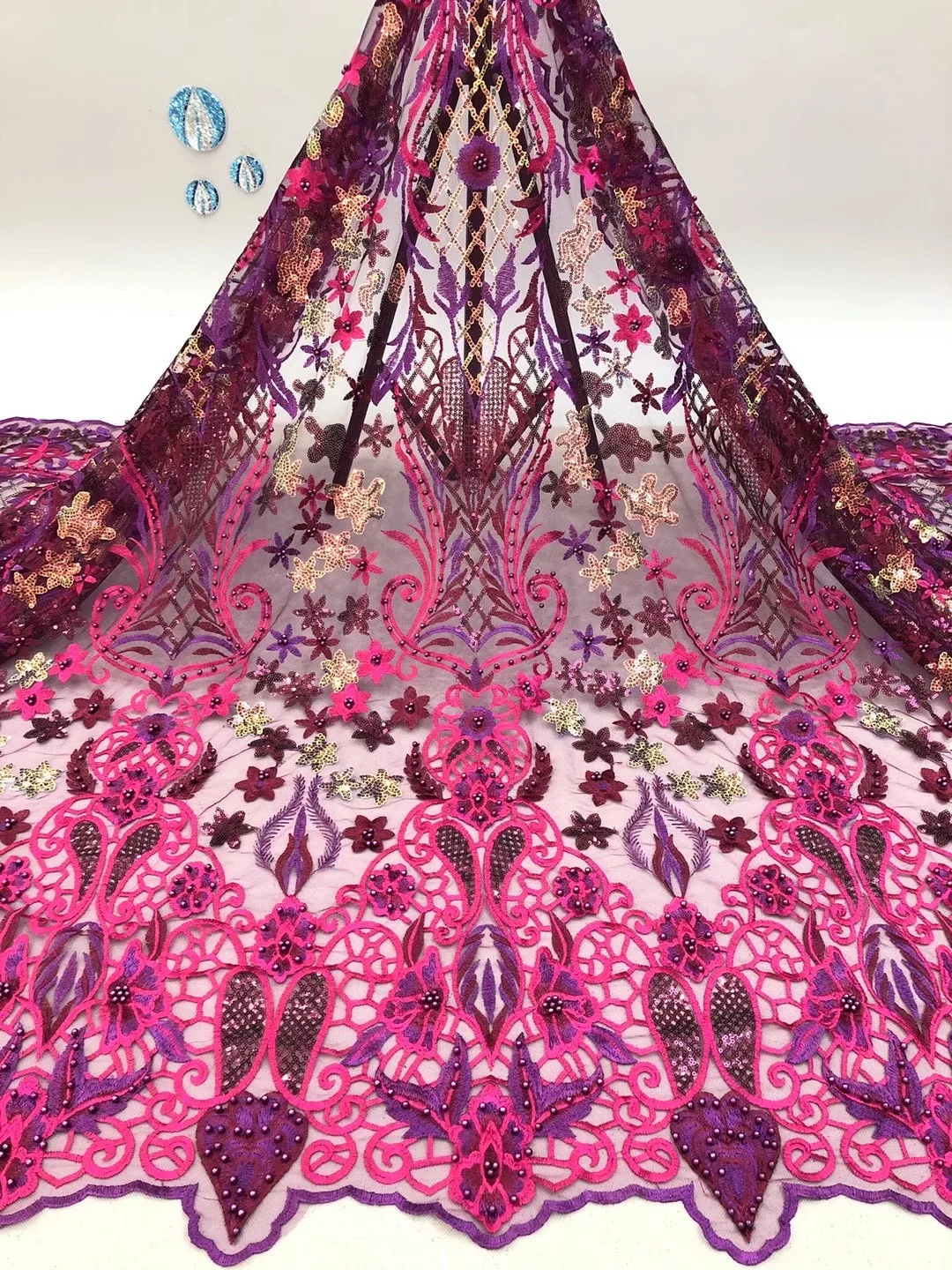 

African Lace Fabric 2021 High Quality Lace Nigeria Tulle Lace Fabric Evening Dress French Lace Fabric XB4634