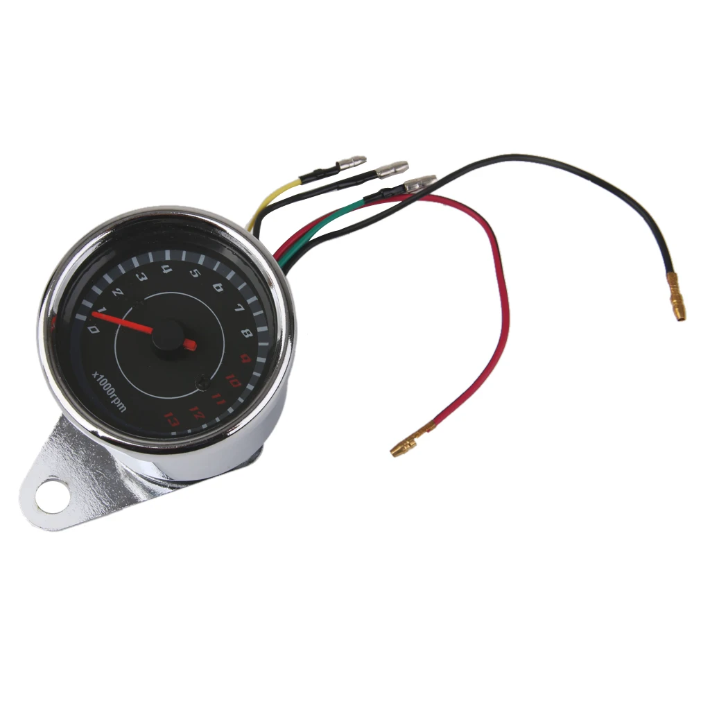 Universal Metal Motorcycle Tachometer Gauge 0-13000RPM Silver