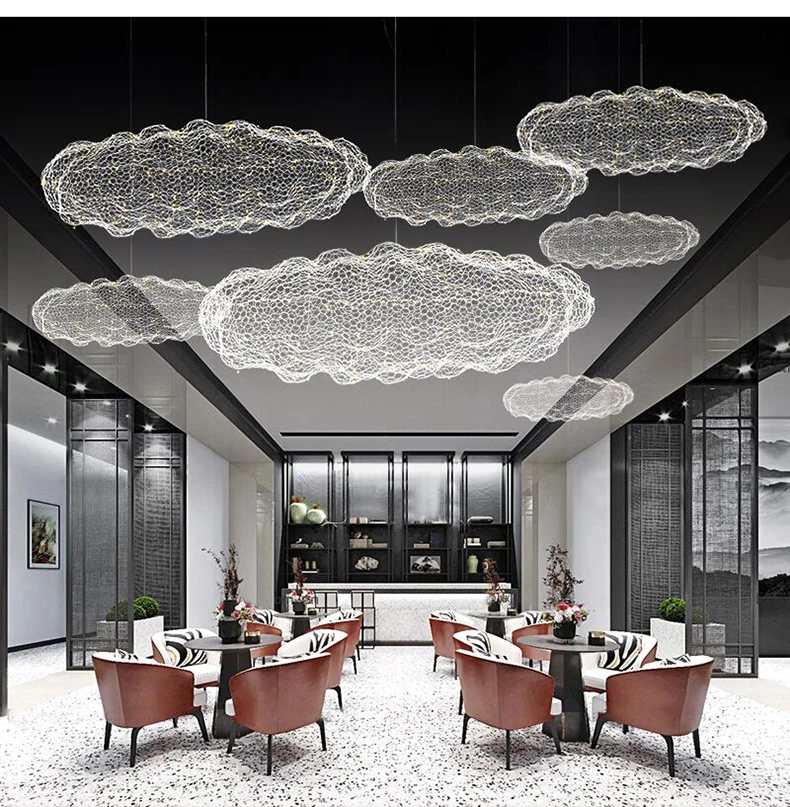 Modern cloud chandelier creative starry light design personality hotel restaurant bar indoor gold Gypsophila Chandeliers small chandeliers