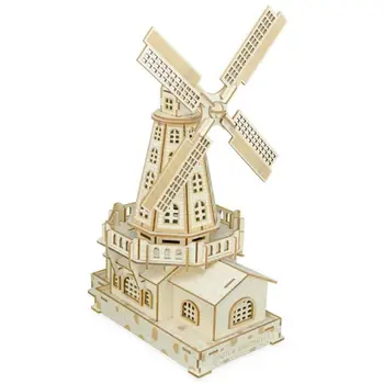 

1 Set Dutch Windmill 3D Wooden Model Children Three-dimensional Puzzle Boys Girls Educational Toys Handmade Game Supplies