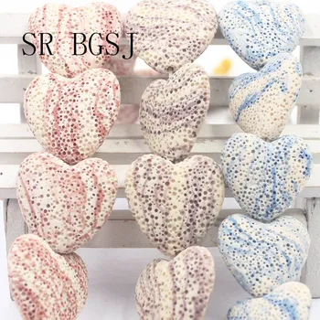 

Free Shipping SR 25mm 30mm Wholesale Large Heart Shape Band Stripe Natural Stone Lava Loose Handwork DIY Beads 15"