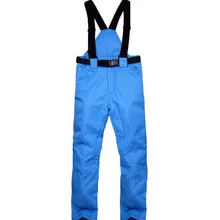 Winter Women Man Solid Warm Snow Snowboard Trousers with Shoulder Straps Waterproof Windbreak Colorful Outdoor Sport Ski Pant