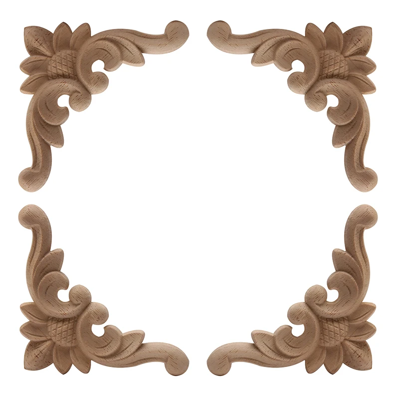 Decoración Retro Ornamental antigua, largo grande, puertas de madera para armario, apliques de madera Calcomanía para madera, manualidades de madera