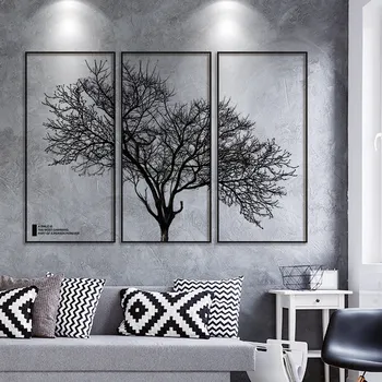 

Big Tree Branches Painting Black Frame Wall Sticker for Living Room Bedroom Room Wall Decoration Geometry Elk Art Wall Sticker