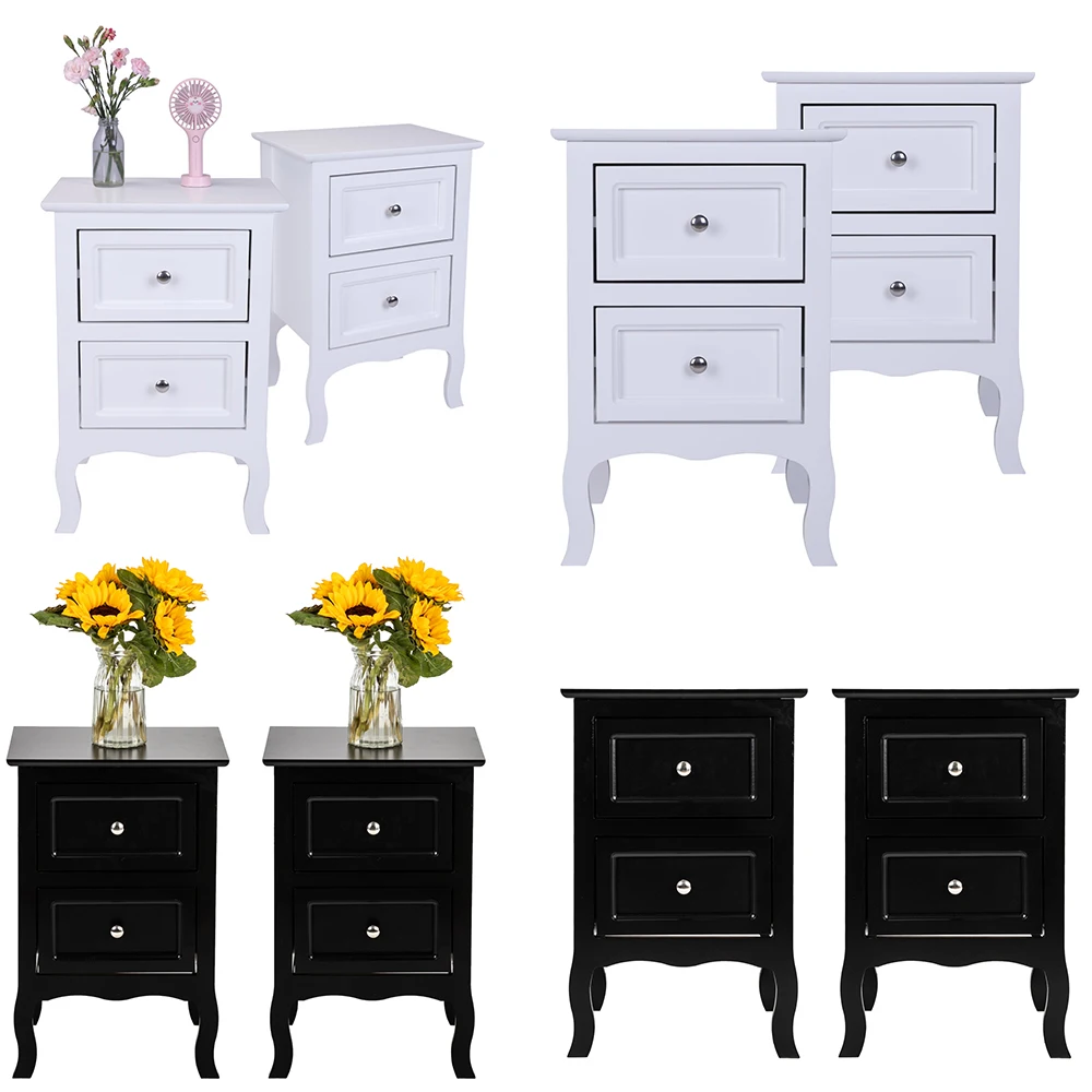 

Two Colors 2pcs Country Style Two-Tier Night Tables Night Stands Large Size
