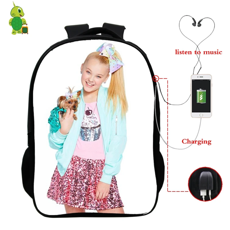 Популярные звезды Jojo Siwa рюкзак Многофункциональный USB зарядка школьные сумки для подростков рюкзак для девочек с отделением для ноутбука Большая Дорожная сумка на плечо - Цвет: 14
