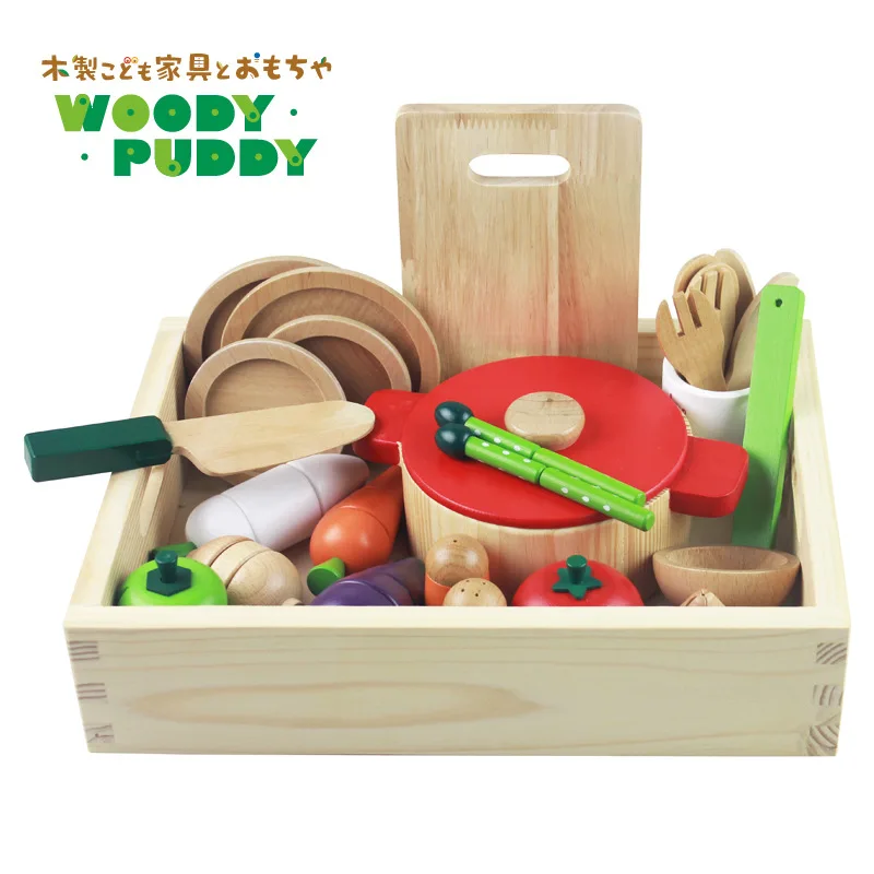 

Wooden Boxed & Vegetable Fruit Cutting Magnetic Adhesive Educational Game Model Fruits Slicer Toy
