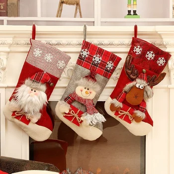 

3Pcs Christmas Stockings Cloth Small Boots Gift Bags Ornaments Party Home Decorations Christmas Children Candy Gift Bag