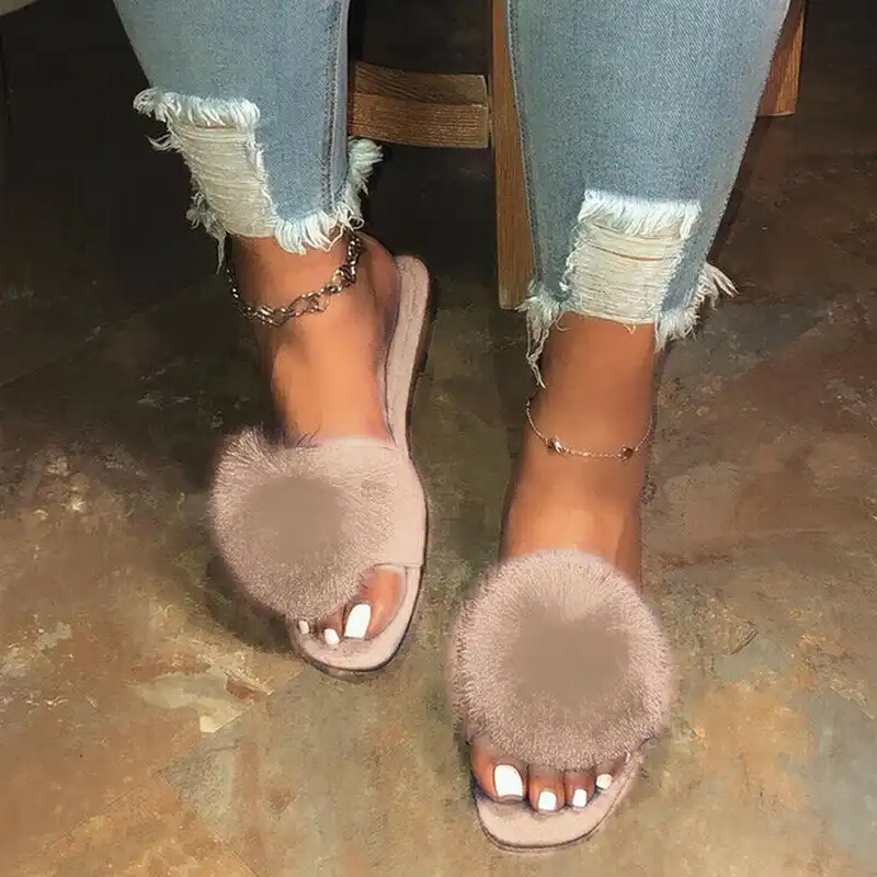 fuzzy sandals