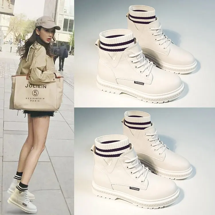 

Martin Boots WOMEN'S Shoes 2019 New Style qiu dong xie Versatile Outfit British Style Winter plus Velvet Snow Boots Flat Short B