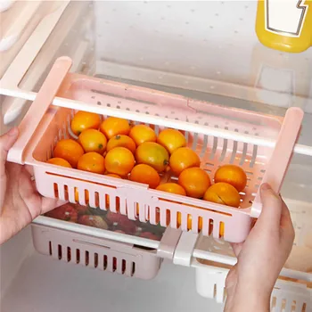 

Pull Out Drawer Storage Box Adjustable Kitchen Refrigerator Storage Rack Refrigerator Freezer Space Saving Shelf Rack
