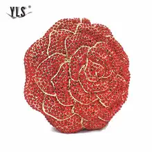 YLS, красный цветок розы, для девушек, кристалл, вечерняя сумочка, стразы, для невесты, свадебные клатчи, кошелек, для женщин, вечерние, мини, вечерние сумочки
