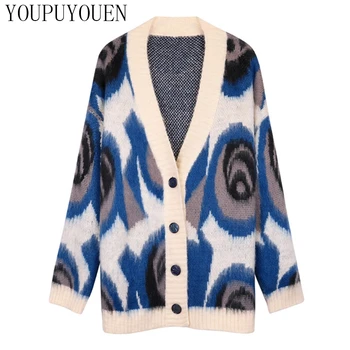 

Mohair Wool Sweater Oversized Leopard Cardigan Female Loose Jacket 2019 Autumn Winter Knit Coat Women V Neck Long Sleeve Clothes