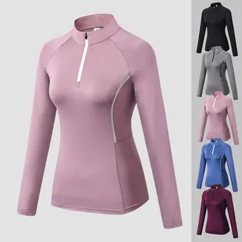 

Women hoody High-elastic Tights Quick-drying Stand Collar Casual Tops FS99