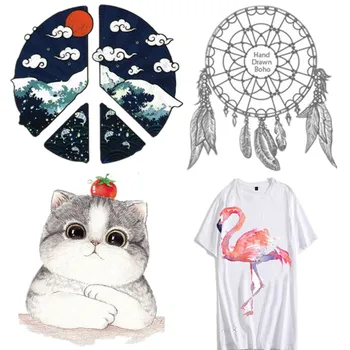 

Boy Girl Iron On Transfer Patches Diy Accessory Decoration Cartoon High Quality Stickers For Clothing Patches lovely cat A